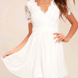 Lulu’s Angel in Disguise White Lace Skater Dress